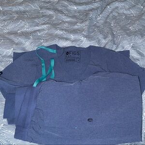 Figs Blue Scrub Set with Teal Accents